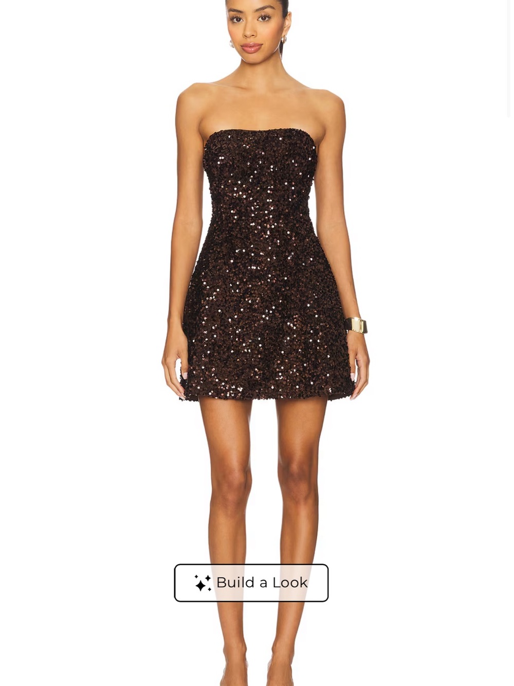Bardot Helene Sequin Mini Dress in Chocolate